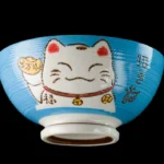 Grøn kawaii Vinkekat risskål i keramik